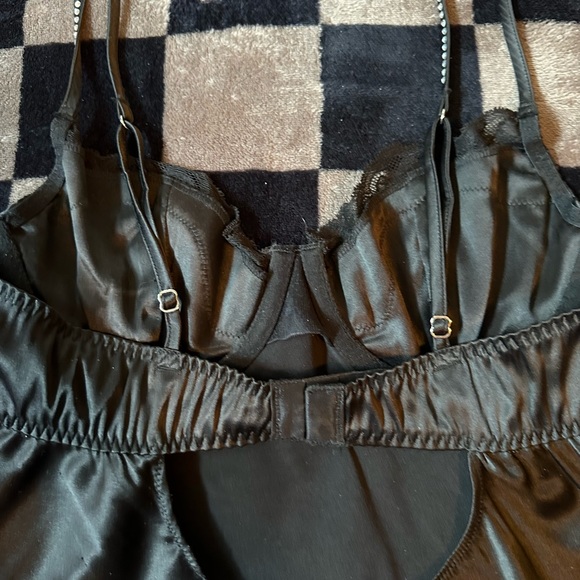 viral victoria secret vs pink black silky silver rhinestone slip dress small - Picture 8 of 9